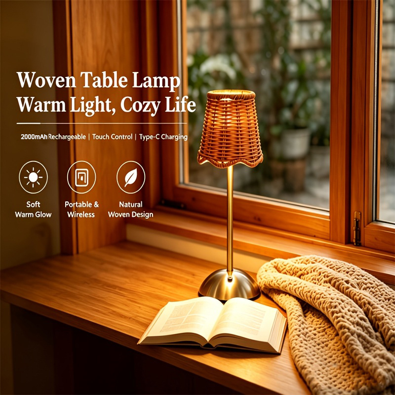 Lighting Design Decor - Lampada da Tavolo Artistica in Rattan