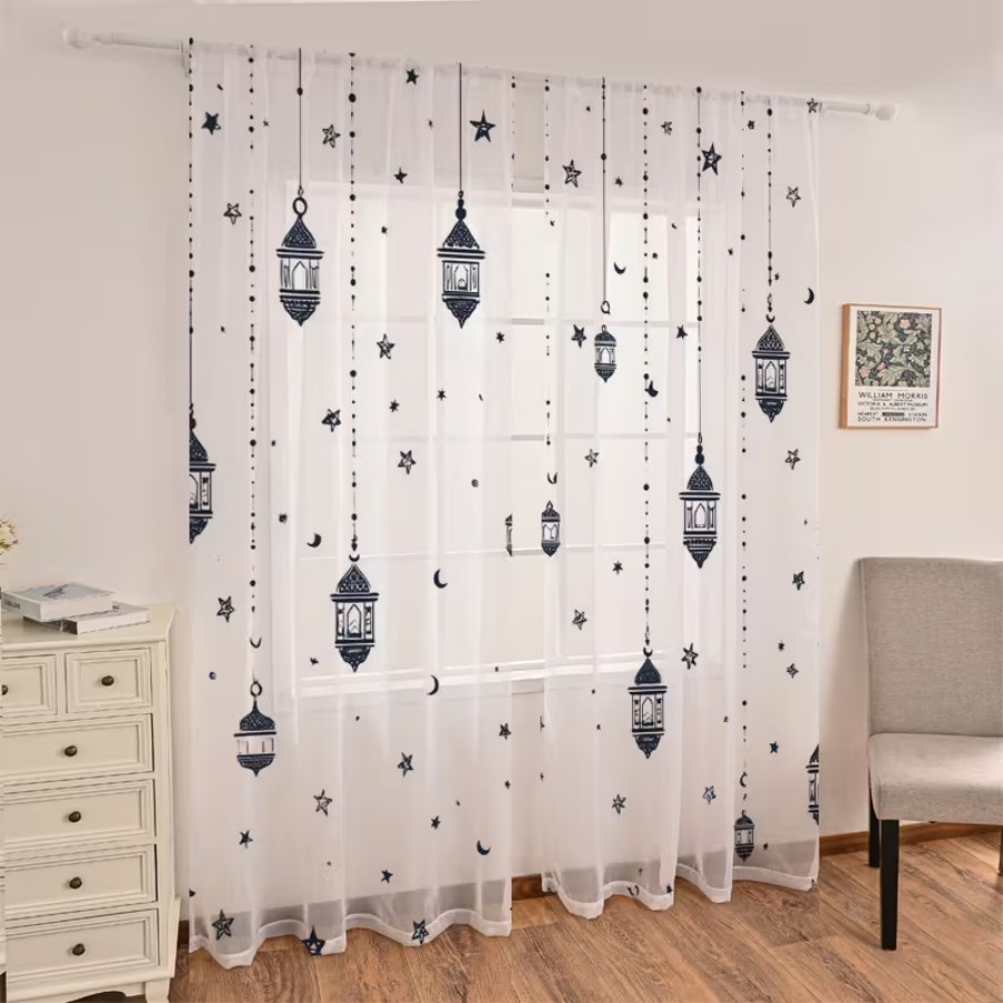 Office Lighting Decor - 2 Tende Trasparenti con Stampa Digitale,