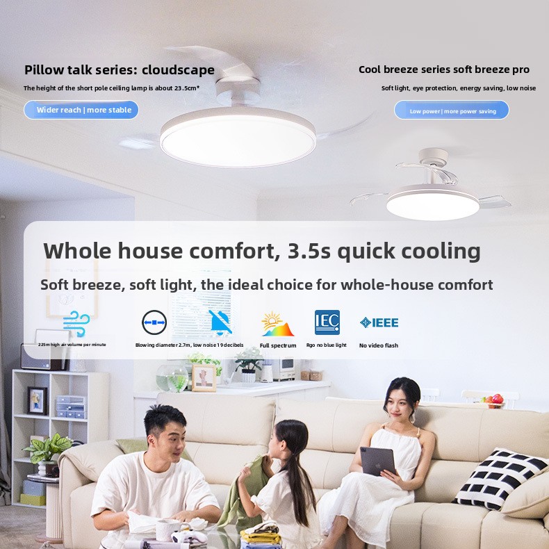 Decor Lighting Fans - Ventilatore da soffitto semplice con luce,