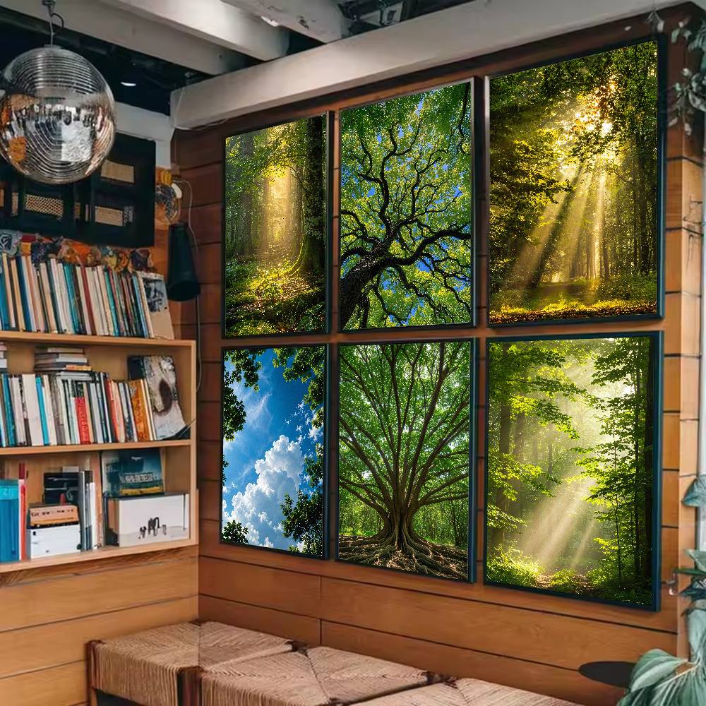 Wall Decor Lighting Tree - Poster Naturale del Bosco Sunbeam, Immagine
