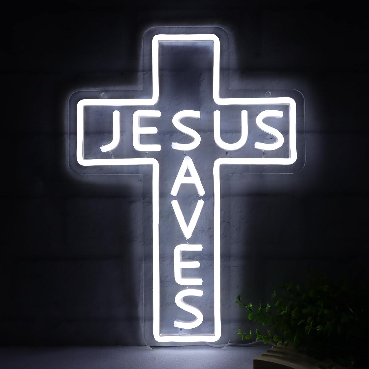 Restaurant Lighting Decoration - Insegne al Neon 'Jesus Saves Cross',