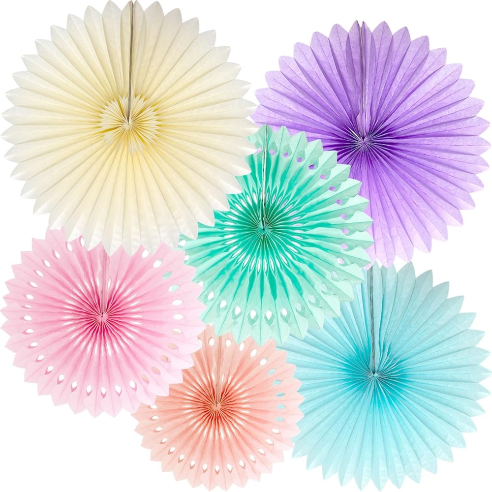 Decor Lighting Fans - Ventagli di carta arcobaleno pastello Decorazioni