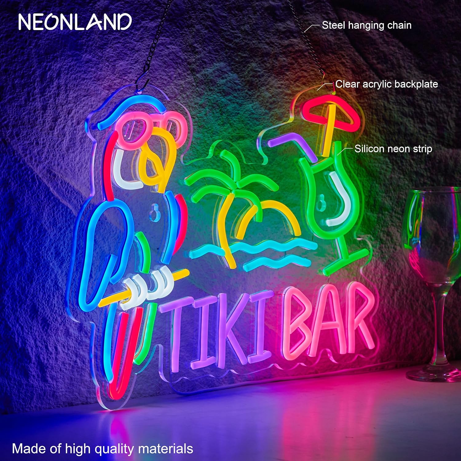 Insegna al Neon Tiki Bar con P - Wall Decor Lighting Tree recensione e prezzo